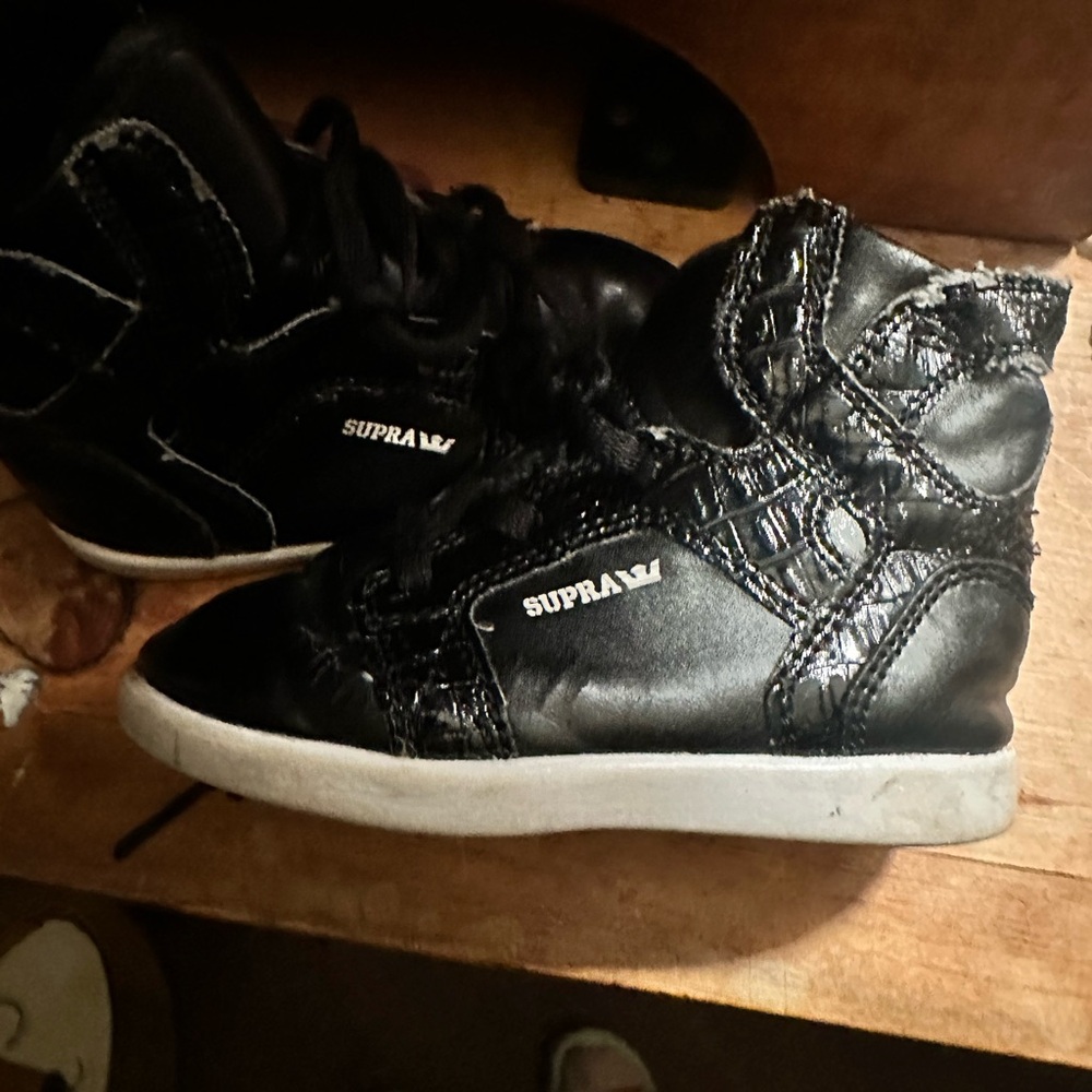 Supra Kids Black and White High-Top Sneakers